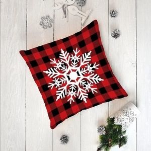 Snowflakes in Buffalo Plaid Pillow Covers (QUANTITY ONE)